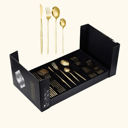 Elegant Bestickset i Guld – 24 delar
